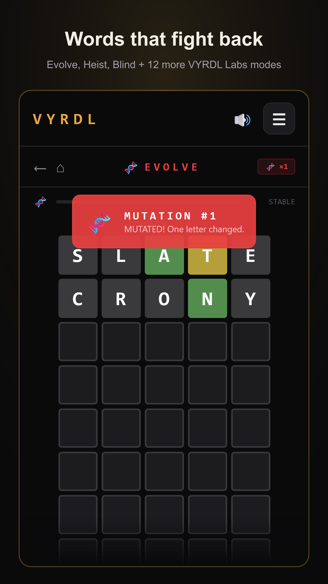 VYRDL screenshot: VYRDL Labs experimental modes